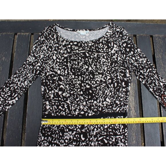 Boden Thea Long Sleeve Jersey Dress in Black + White Abstract, 8R - Picture 5 of 9